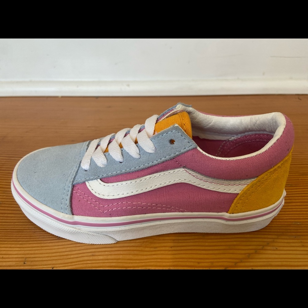 Vans, Old Skool Sneaker, Color Block Pink/Orange/Grey, Little Girl Size 13